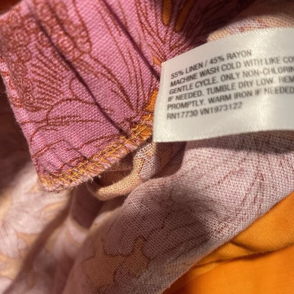 Universal Thread Shorts Womens 3x Plus Linen Pink Orange Floral Hawaiian High Ri - Picture 4 of 7